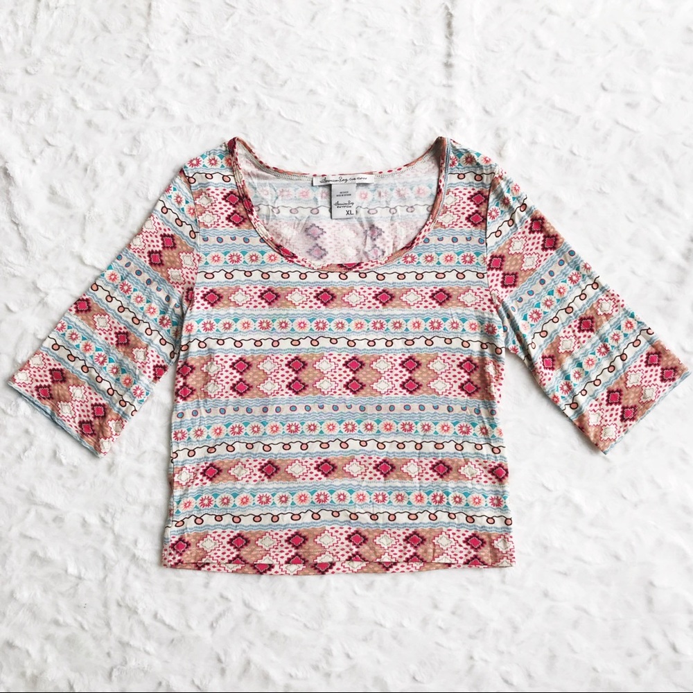 Geometric Print Multi-color Crop Top
